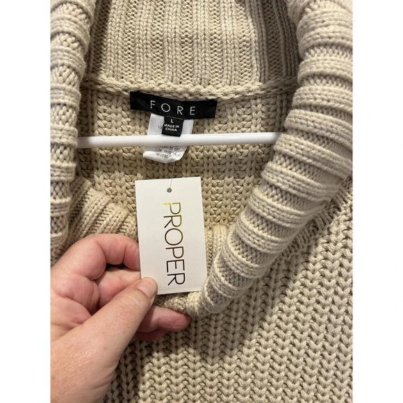 Fore Womens Beige Knit‎ Sleeveless Comfy Turtleneck Sweater Vest L Large NWT - Picture 7 of 7